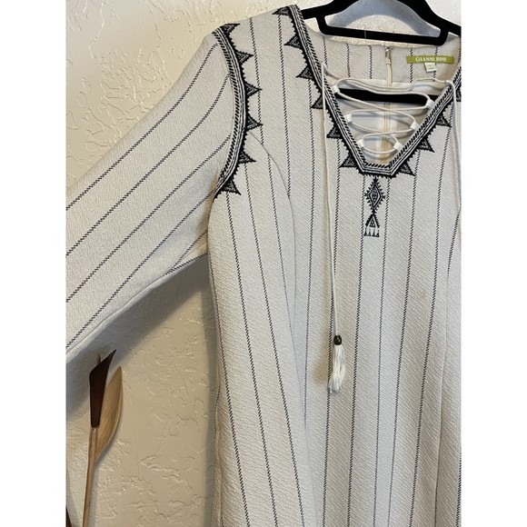🌻Gianni Bini {L} Ivory/Cotton Boho Long Sleeve Mini Dress - Picture 5 of 12